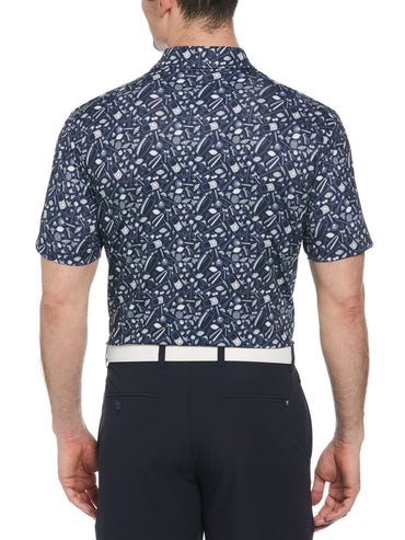 Men's All Over Tropical Print Polo Shirt