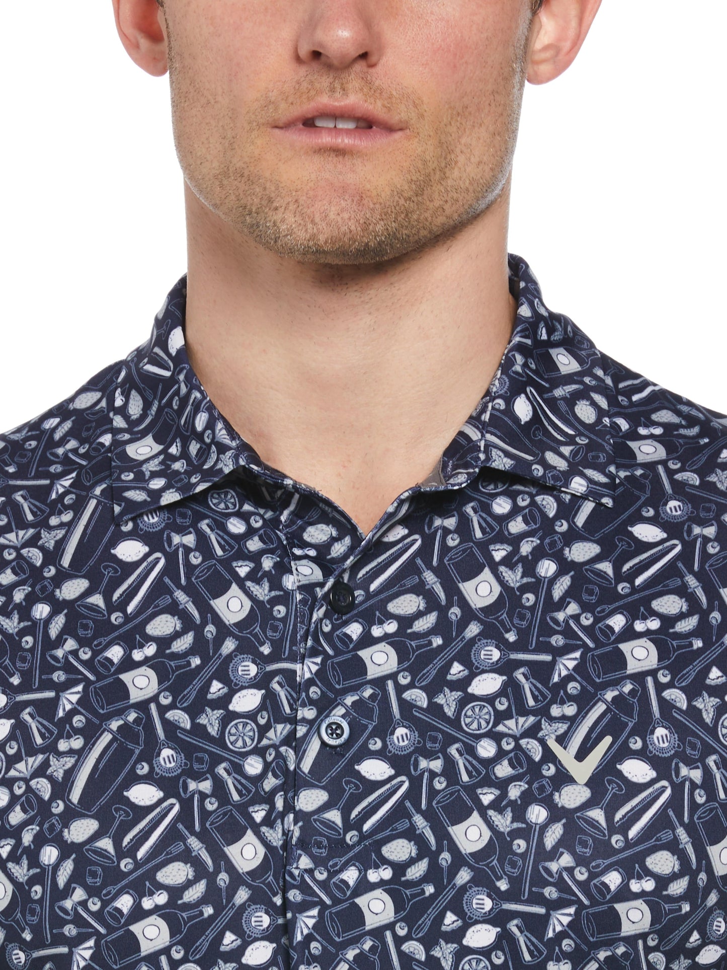 Men's All Over Tropical Print Polo Shirt