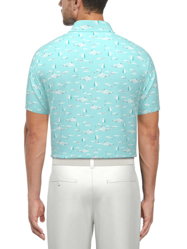 Men's Beach Print Performance Golf Polo