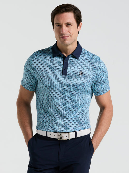Bohemian Print Jacquard Golf Polo (Black Iris) 