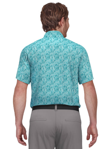 Men's Brush Stroke Floral Print Golf Polo