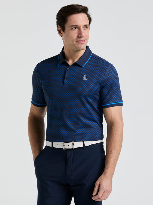 Caddy Graphic Print Golf Polo (Black Iris) 