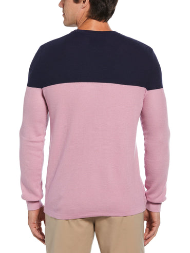 Men's Color Block Long Sleeve Golf Sweater
