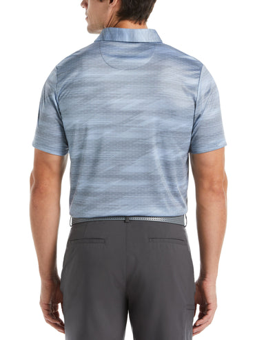 Men's Digitized Chest Stripe Print Golf Polo