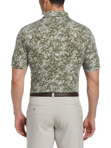 Men's Distorted Floral Camo Print Golf Polo