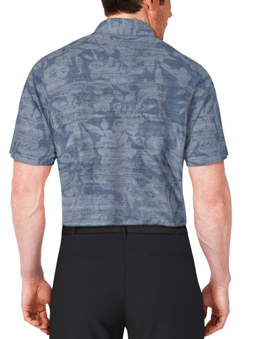Men's Distressed Floral Print Golf Polo