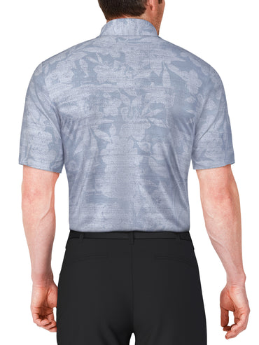 Men's Distressed Floral Print Golf Polo
