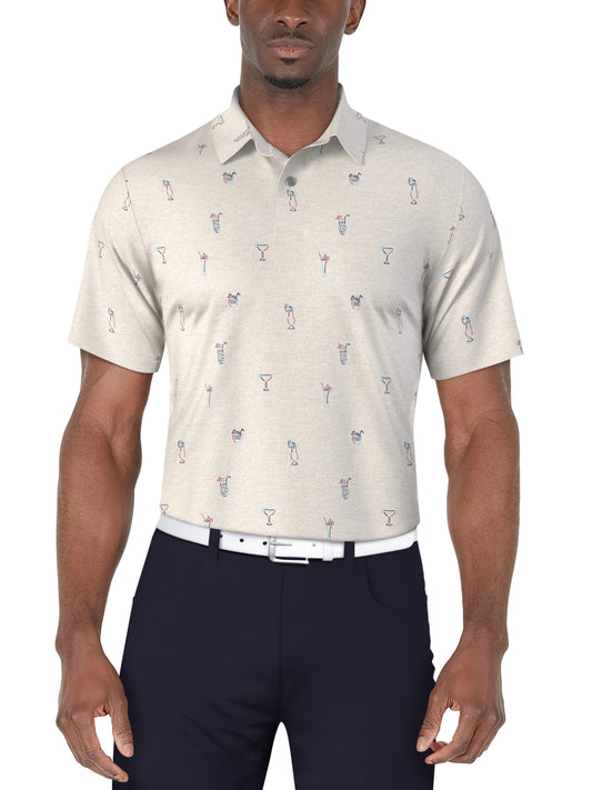 Drink Print Golf Polo (Pearl Blue Htr) 