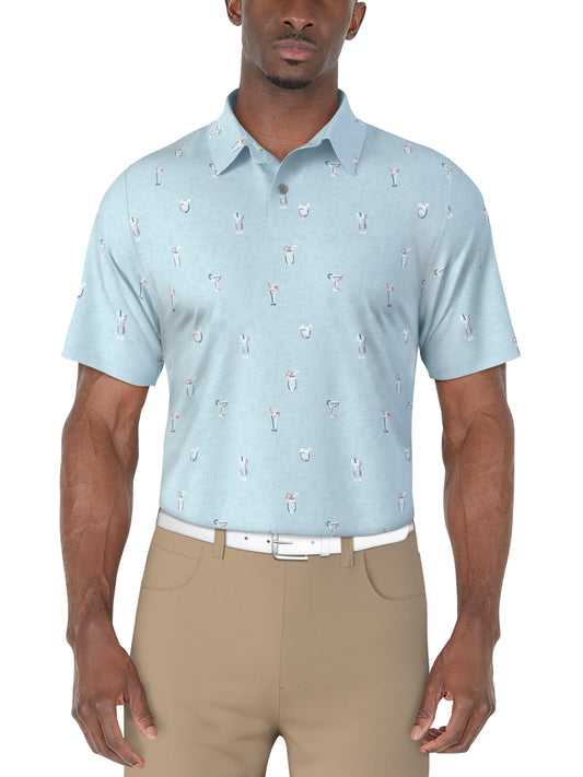 Drink Print Golf Polo (Sky Blue Htr) 