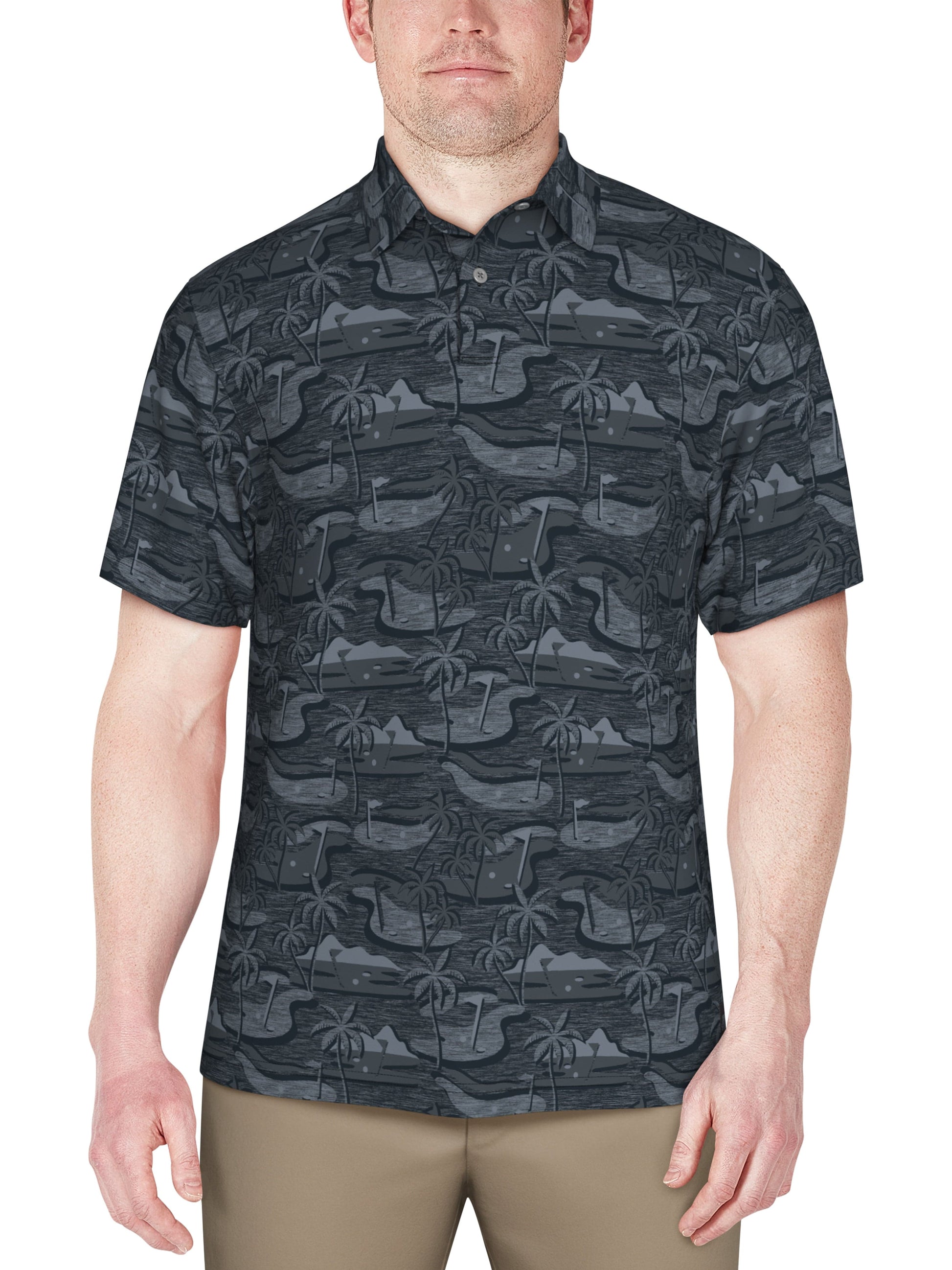 Freeform Golf Print Golf Polo (Charcoal Art) 