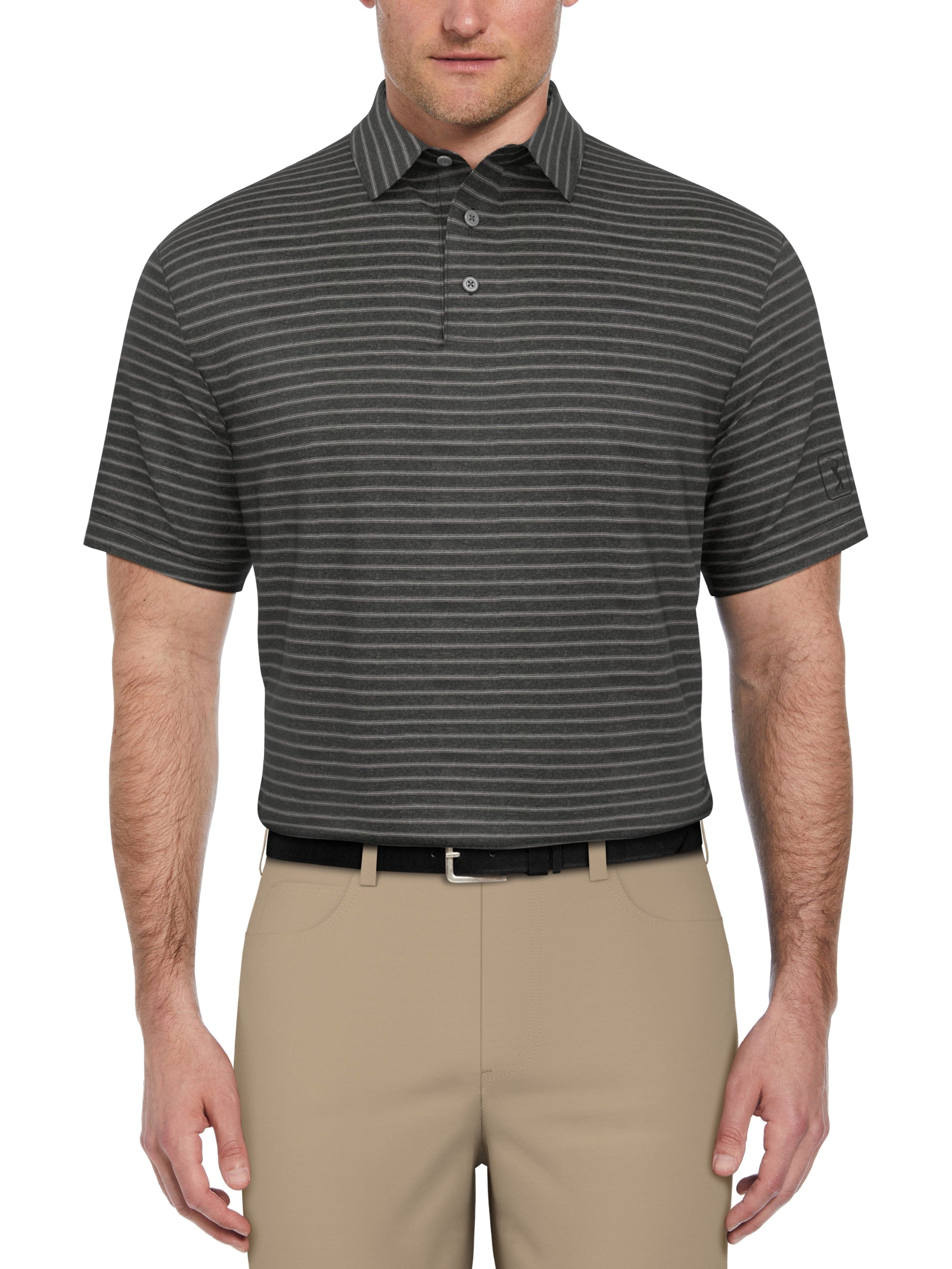 Heather Feeder Stripe Golf Polo (Grey Htr) 