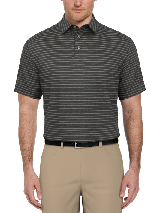 Heather Feeder Stripe Golf Polo (Grey Htr) 