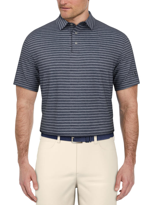 Heather Feeder Stripe Golf Polo (Peacoat Htr) 