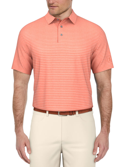 Heather Feeder Stripe Golf Polo (Shell Pink Htr) 