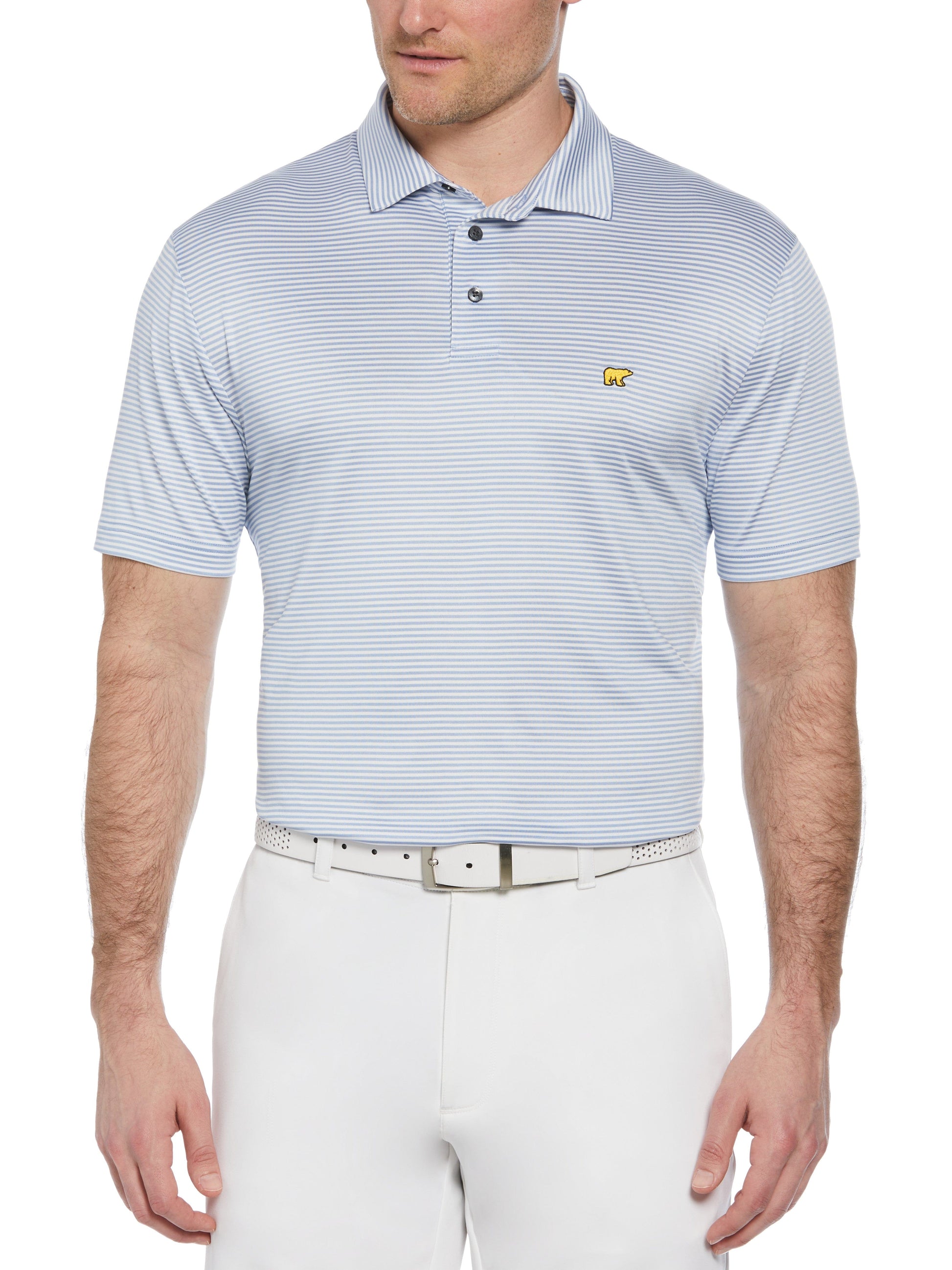 Short Sleeve 2 Color P/D Stripe Polo  (Bel Air Blue) 