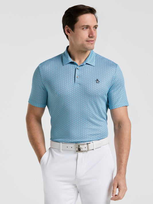 Men's Heritage Herringbone Print Golf Polo
