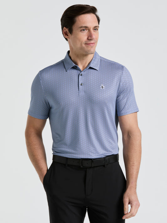 Heritage Herringbone All Over Print Golf Polo Shirt (Black Iris) 