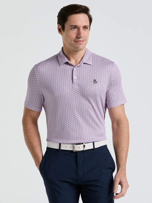 Heritage Herringbone All Over Print Golf Polo Shirt (Lilac Sachet) 