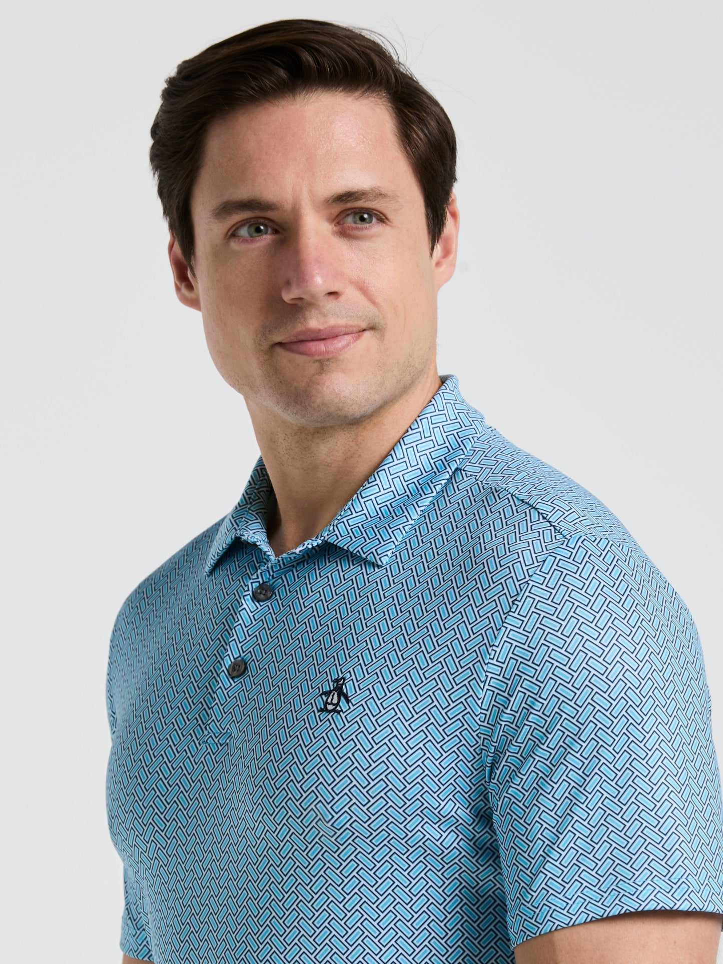 Men's Heritage Herringbone Print Golf Polo