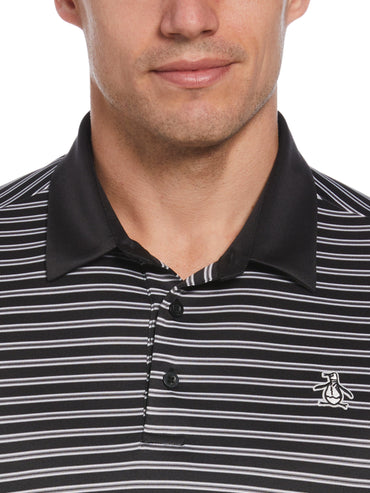 Men's Heritage Stripe Solid Collar Short Sleeve Polo Shirt