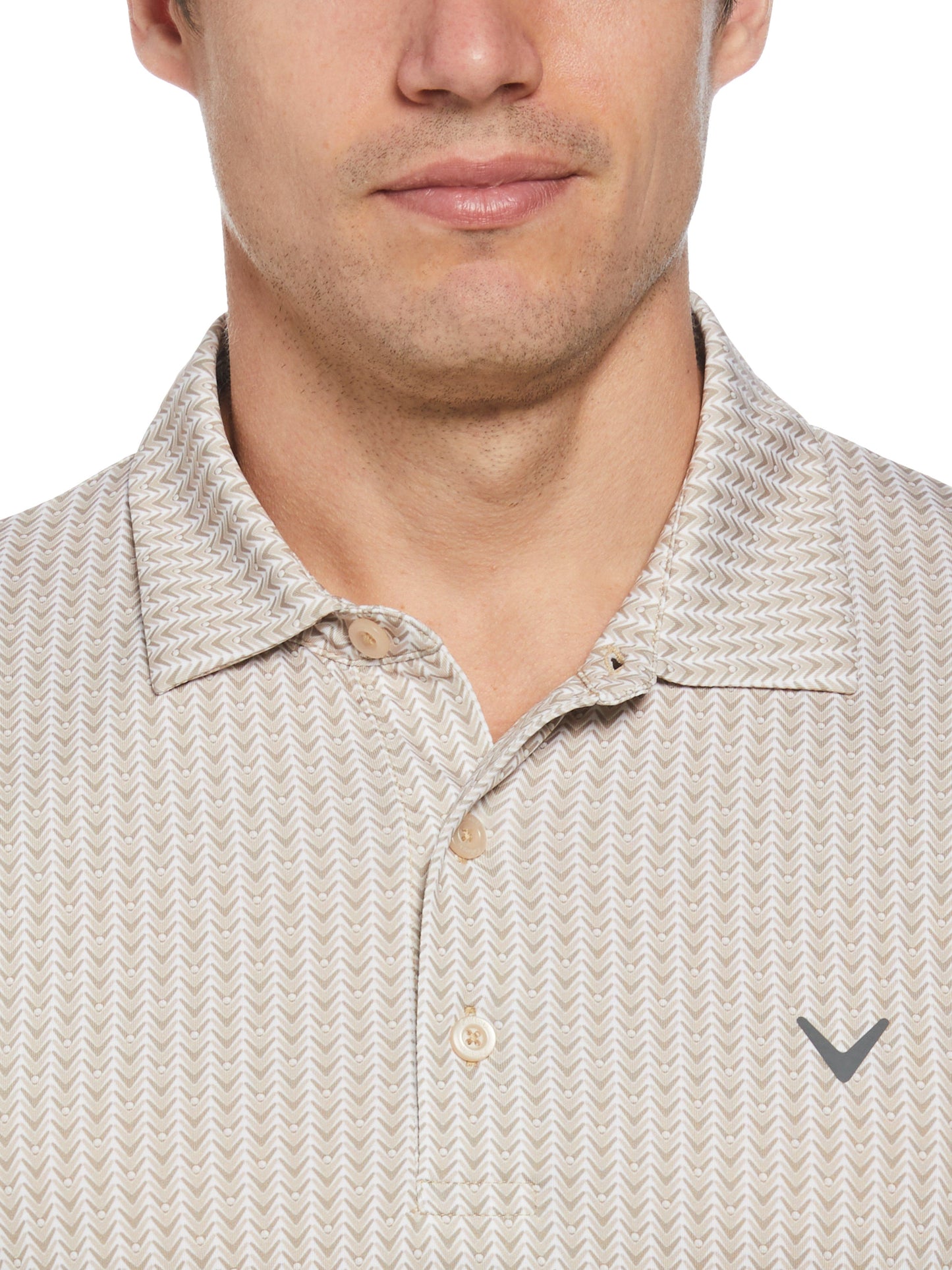 Men's Herringbone Print Polo