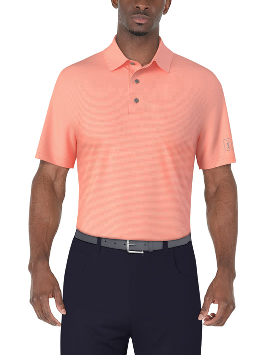 SS Horizontal Print Polo (Living Coral) 