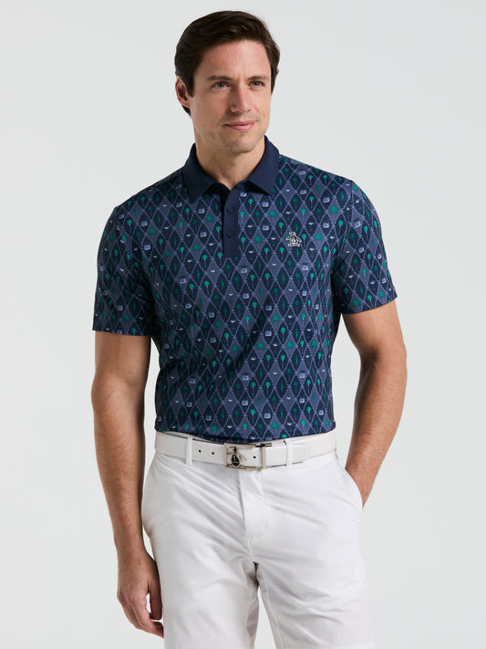Lattice Cocktail Earl Print Golf Polo (Black Iris) 