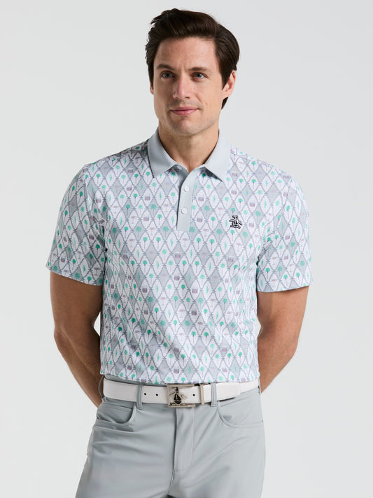 Lattice Cocktail Earl Print Golf Polo (Bright White) 