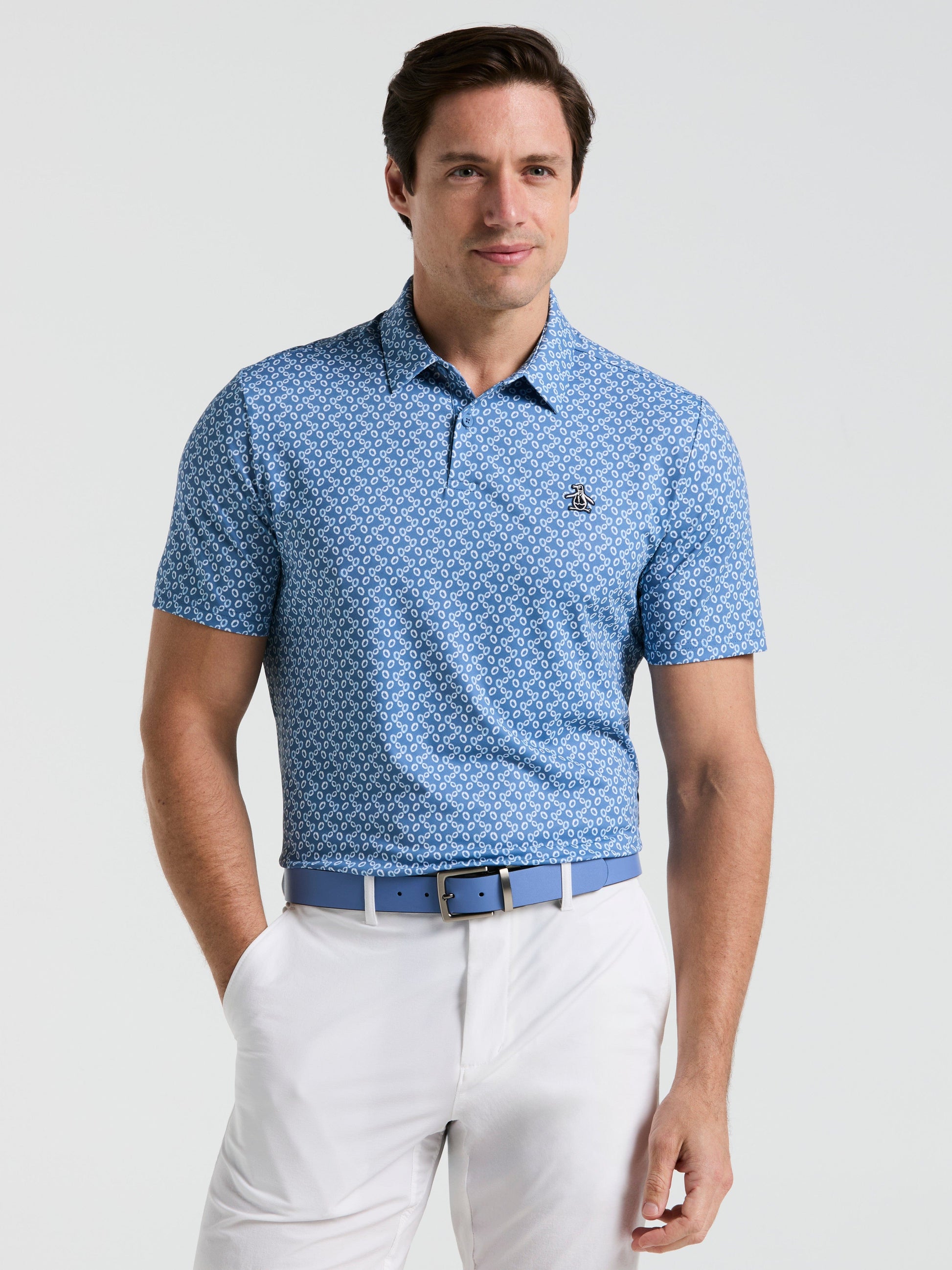 Lifesaver Print Golf Polo (Quiet Harbor) 