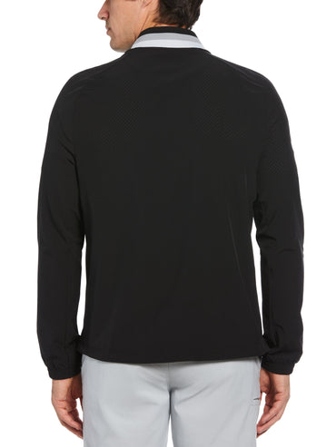 Men's Lightweight 1/4 Zip Long Sleeve Golf Windbreaker With Striped Collar