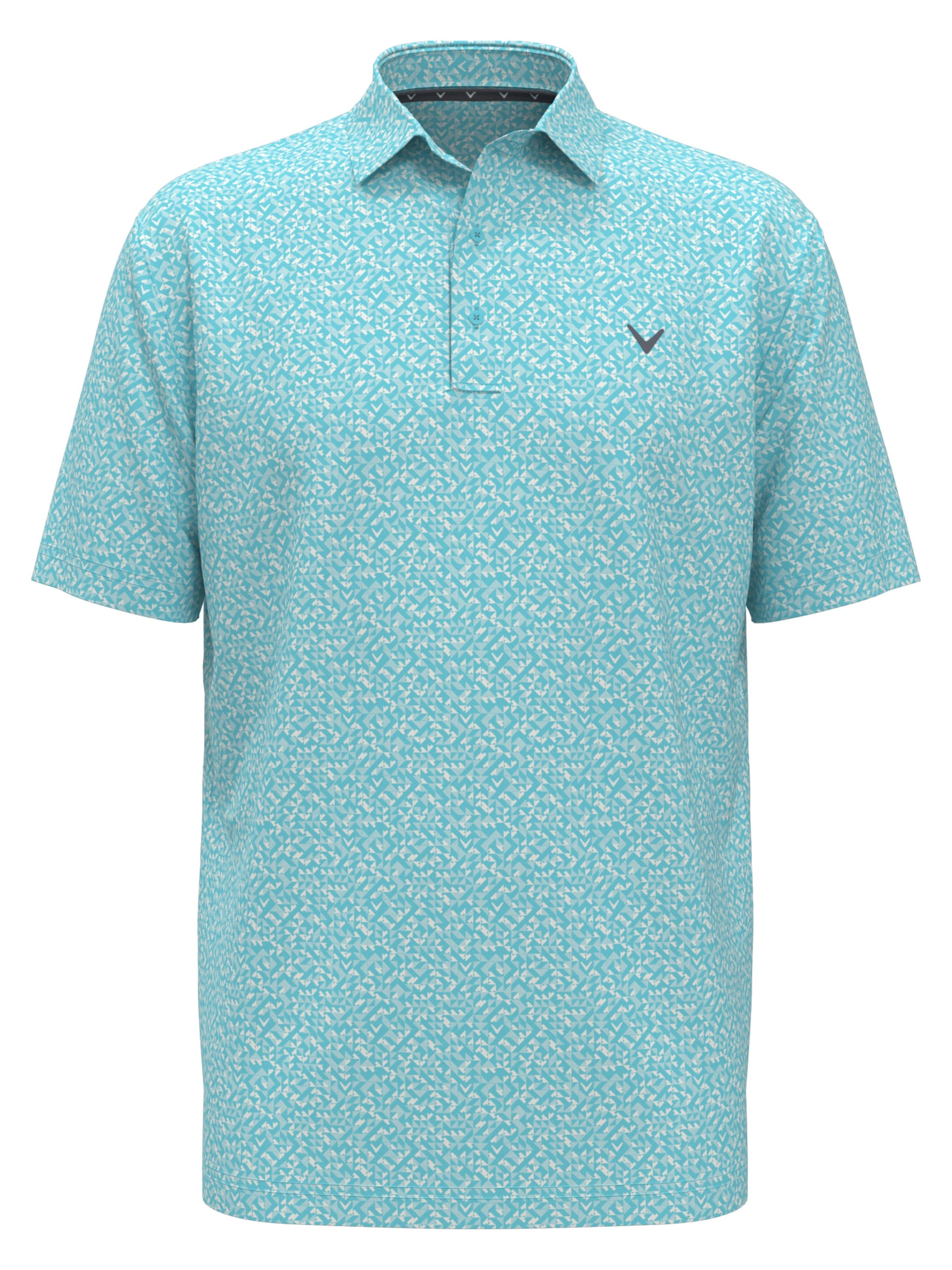 Linear Chevron Print Golf Polo (Blue Radiance) 