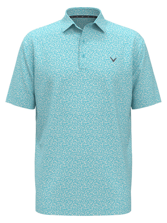 Linear Chevron Print Golf Polo (Blue Radiance) 