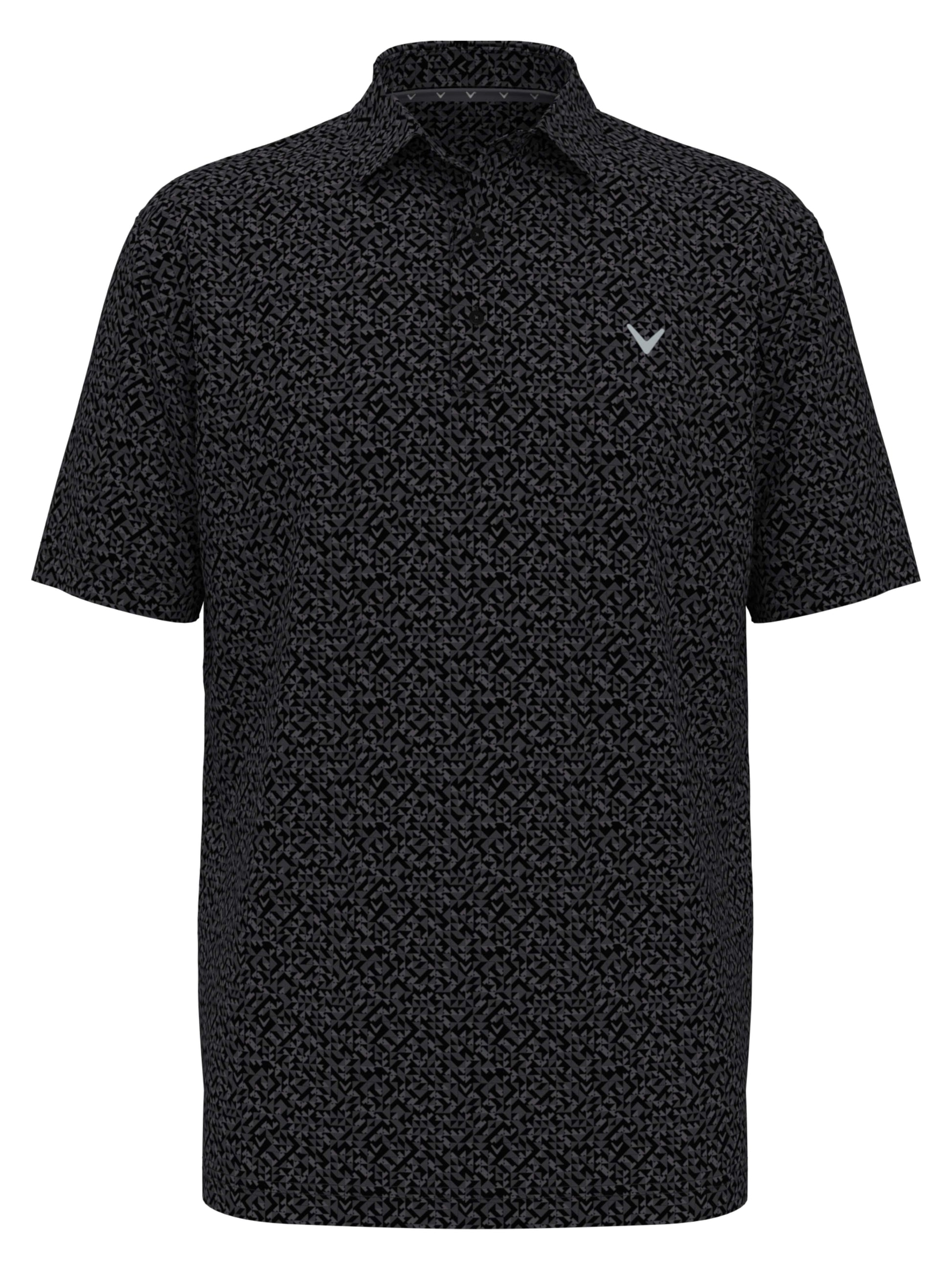 Mens Linear Chevron Print Polo (Caviar) 