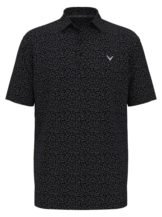 Mens Linear Chevron Print Polo (Caviar) 