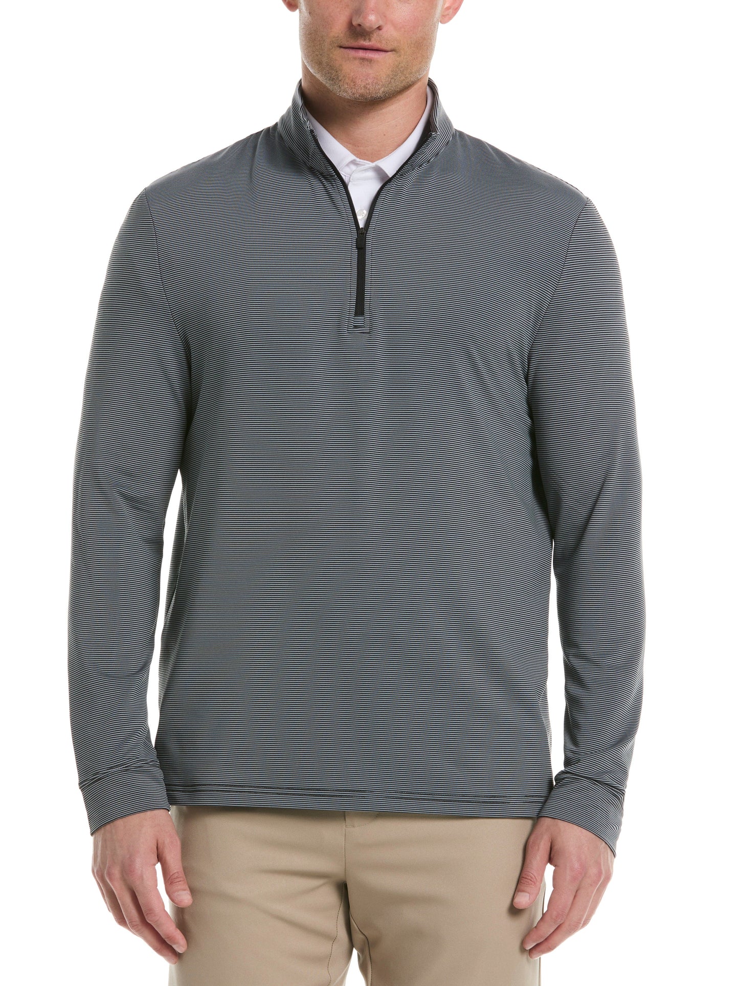 Men's Long Sleeve Feeder Stripe Mock Neck