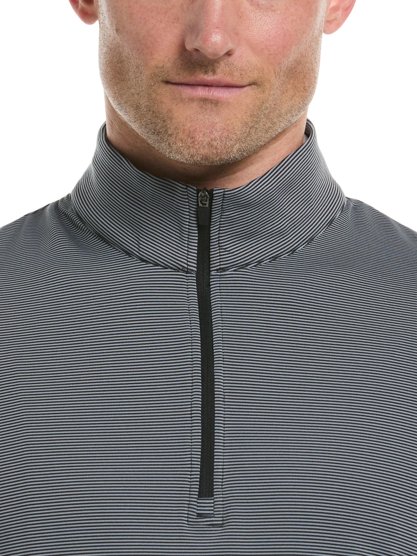Men's Long Sleeve Feeder Stripe Mock Neck