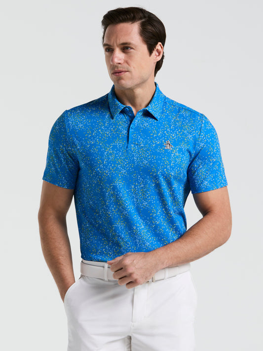 Micro Abstract Print Golf Polo (French Blue) 