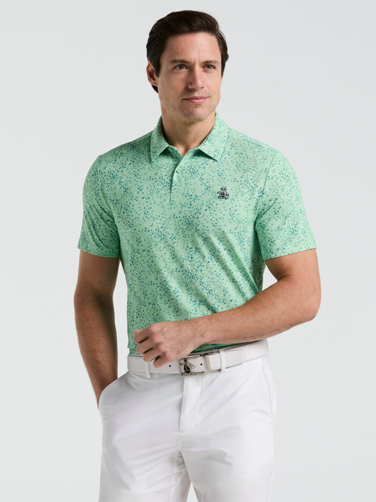 Micro Abstract Print Golf Polo (Sprucestone) 