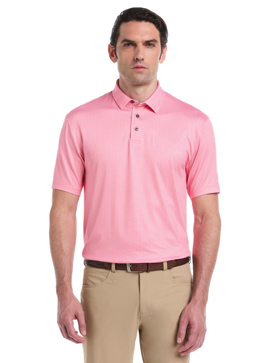 Micro Geometric Print Golf Polo (Strawberry Pink) 