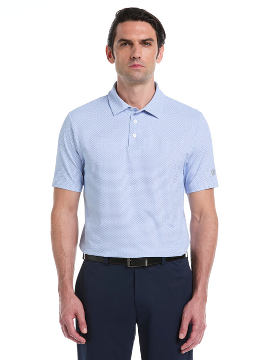 Micro Geometric Print Golf Polo (Bright White) 