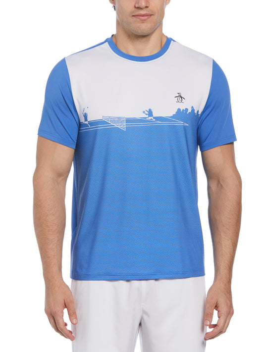 Outlined Pete Performance Short Sleeve Tennis T-Shirt (Nebulas) 