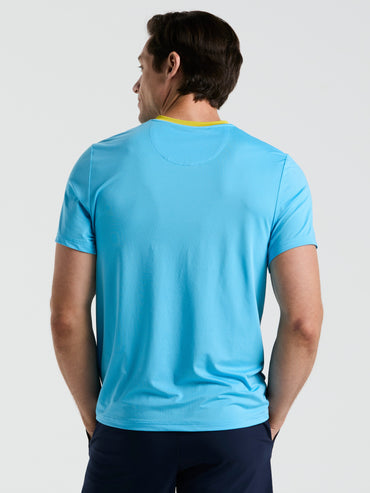 Men's Performance Ventilated Blocked Tennis Crew Tee
