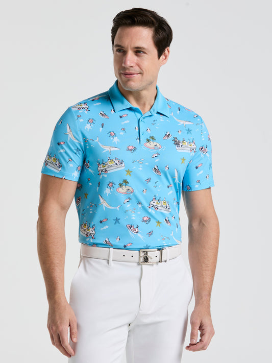 Men's Peten The Boat Print Golf Polo