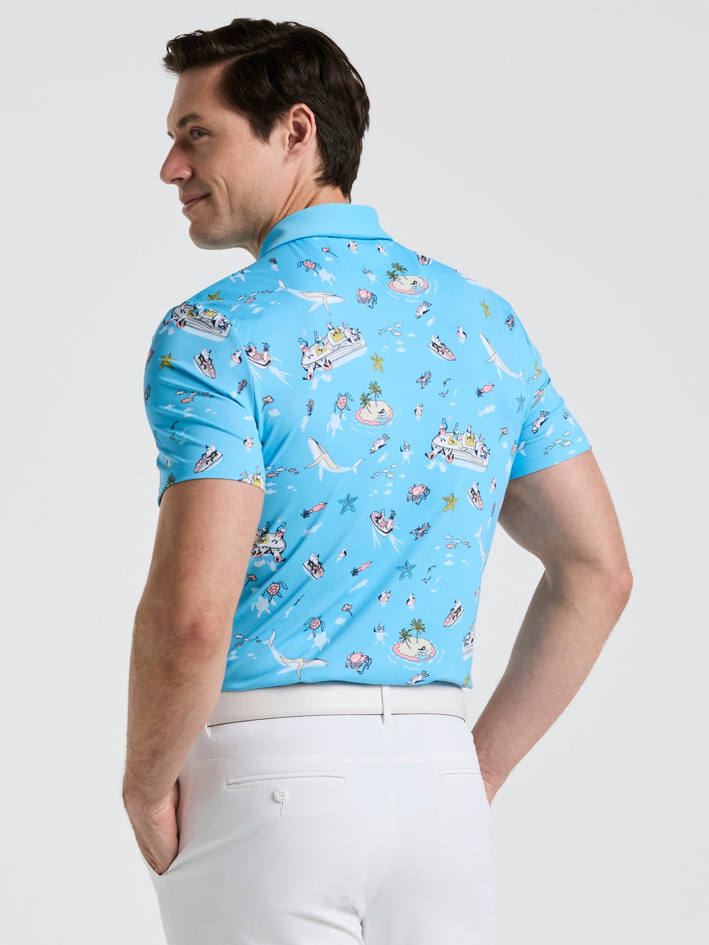Men's Peten The Boat Print Golf Polo