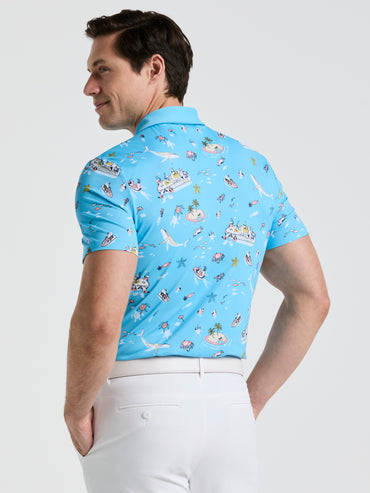Men's Peten The Boat Print Golf Polo