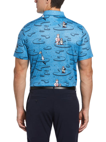 Men's Short Sleeve All Over Polar Pete Print Oxford  Polo