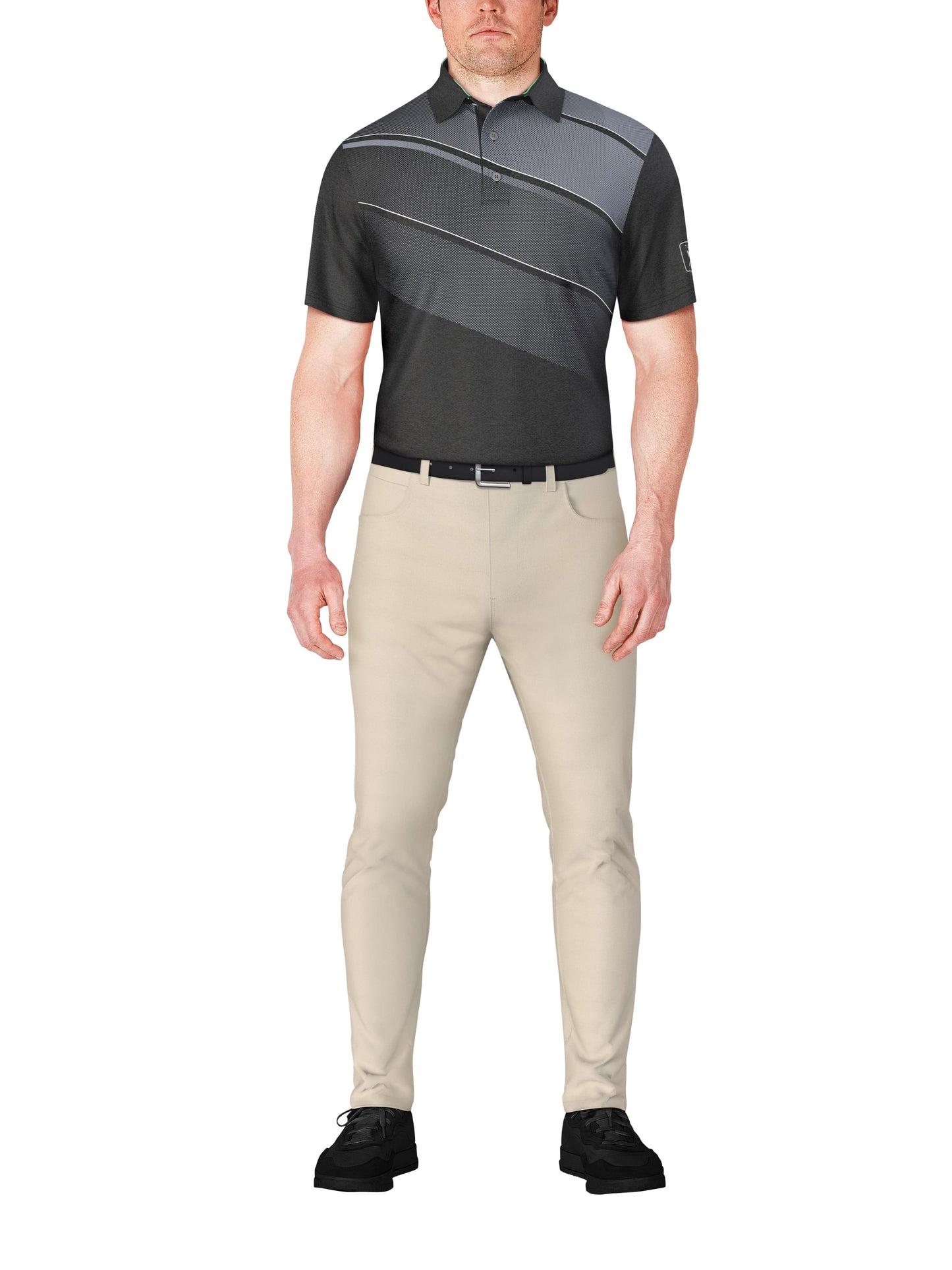 Men's Short Sleeve Asymmetric Heather Print Polo
