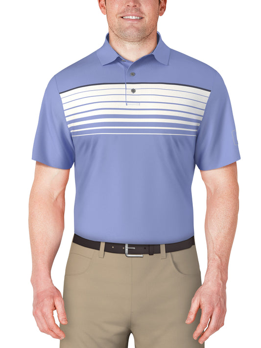 Short Sleeve Chest Stripe Printed Polo  (Azurine) 