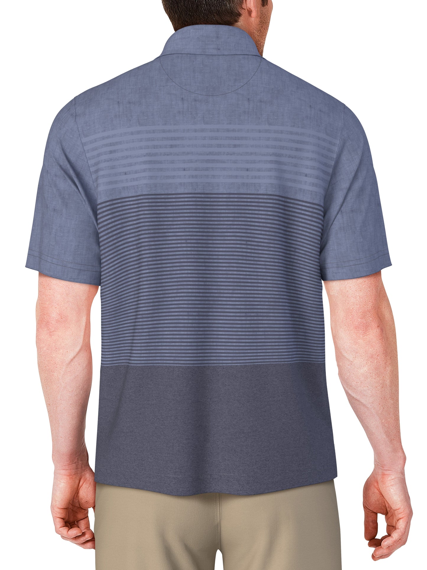 Men's Short Sleeve Distressed Stripe Printed Polo