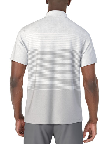 Men's Short Sleeve Distressed Stripe Printed Polo